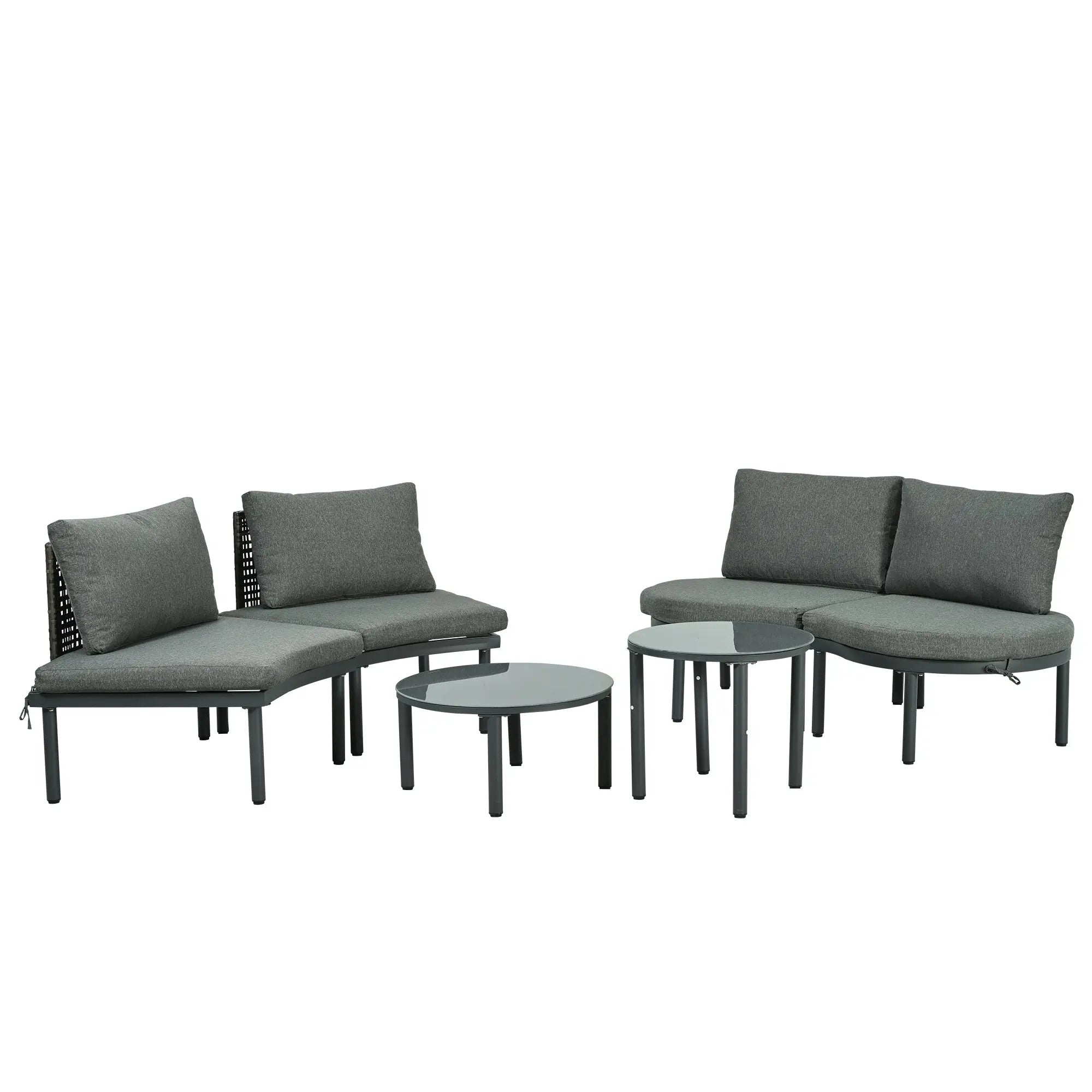 6-Piece Patio Sofa Furniture Set, Half Moon Outdoor Sectional Sofa Sangria Beech