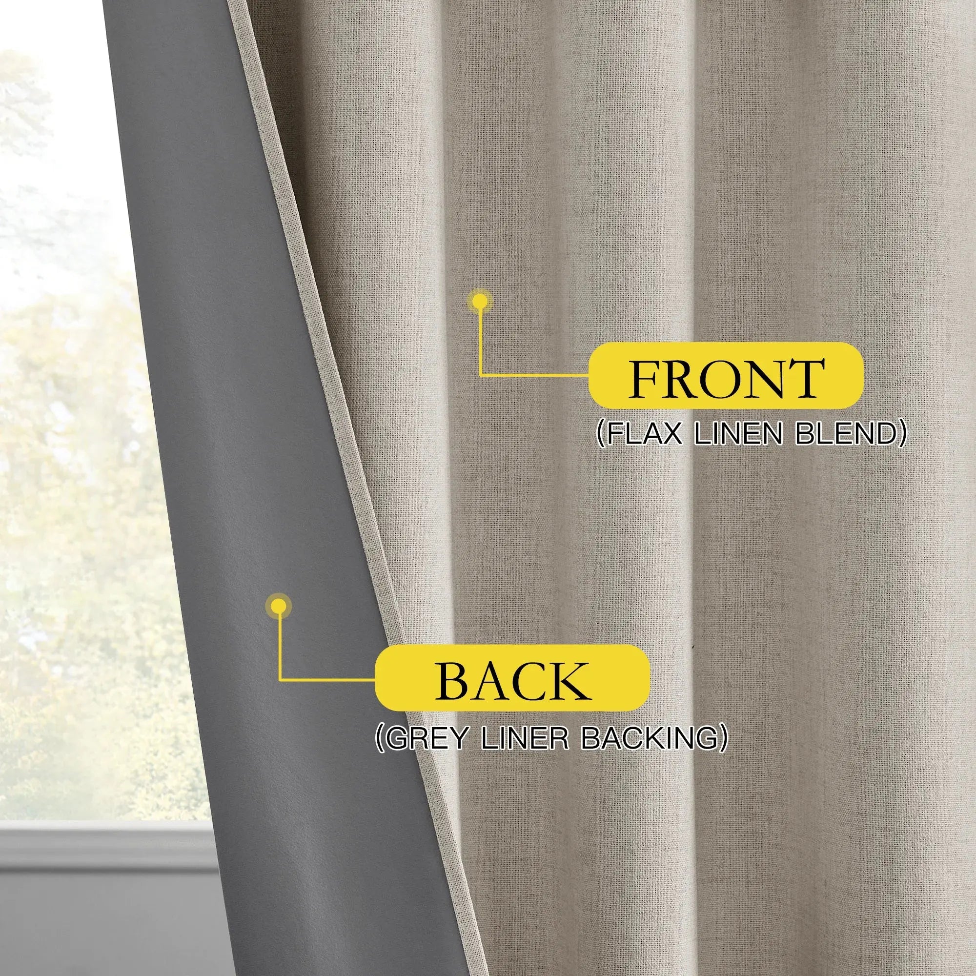 Full Blackout Linen Curtains 108 Inches Long, Room Darkening Thermal Insulated Noise Reducing Grommet Drapes for Bedroom Living Room, 52"X 108", Oatmeal, 2 Panels