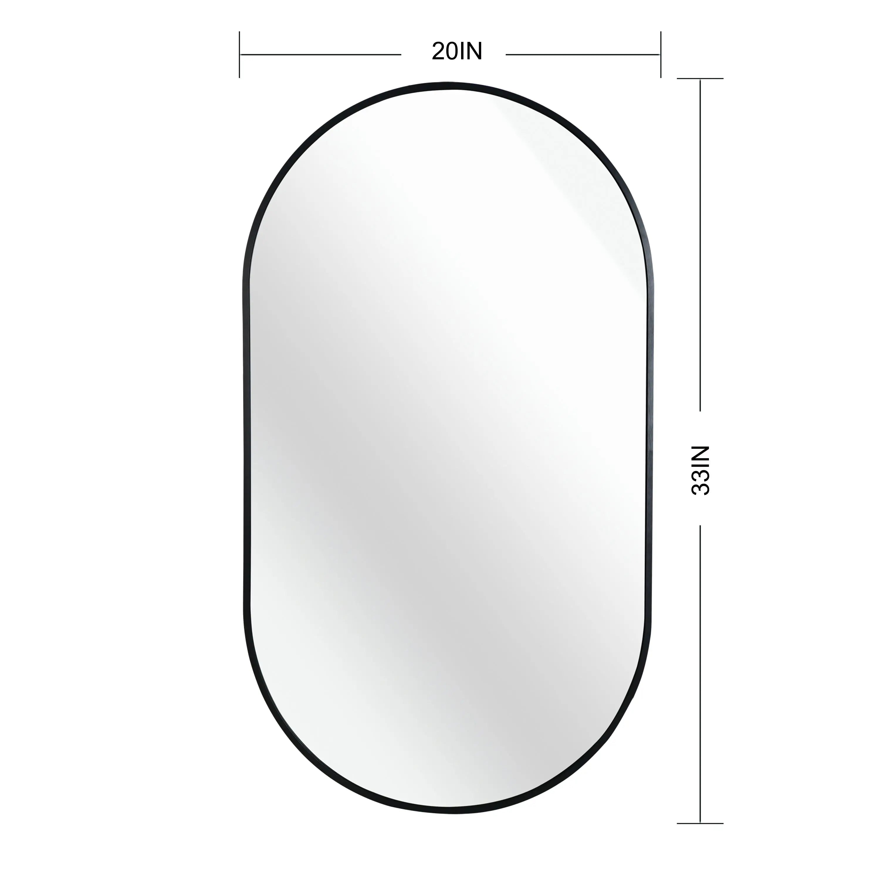 Black 20 x 33 Inch Metal Oval  Mirror Sangria Beech