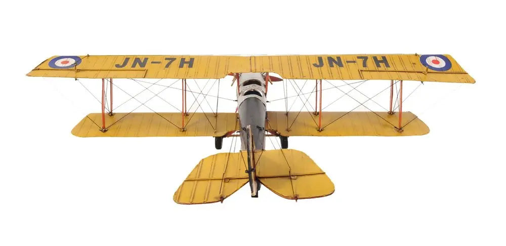 8" Yellow Red And Gray Metal Hand Painted Air Plane White Diomedes