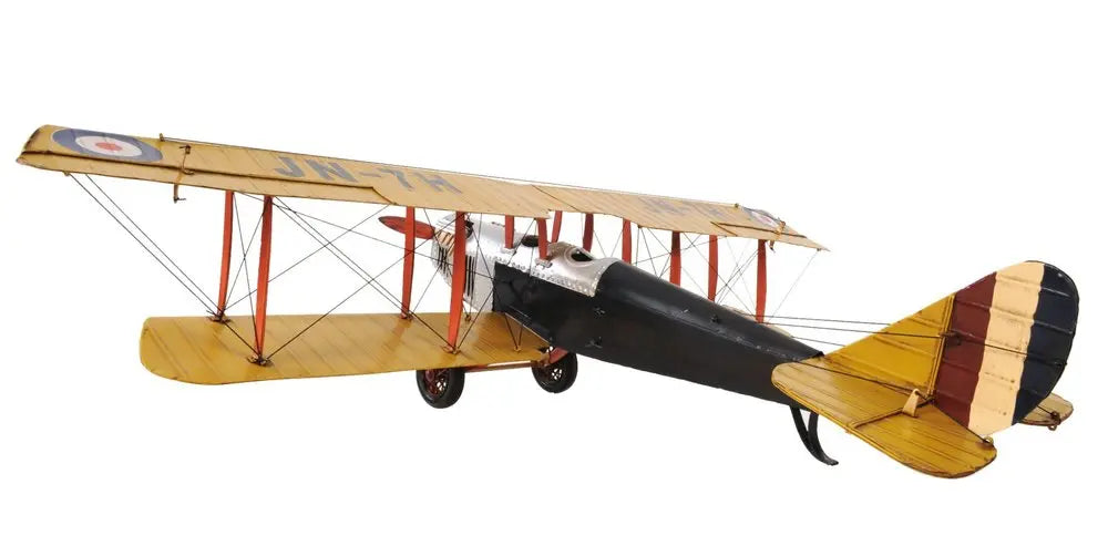 8" Yellow Red And Gray Metal Hand Painted Air Plane White Diomedes