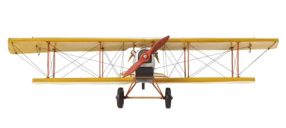 8" Yellow Red And Gray Metal Hand Painted Air Plane White Diomedes