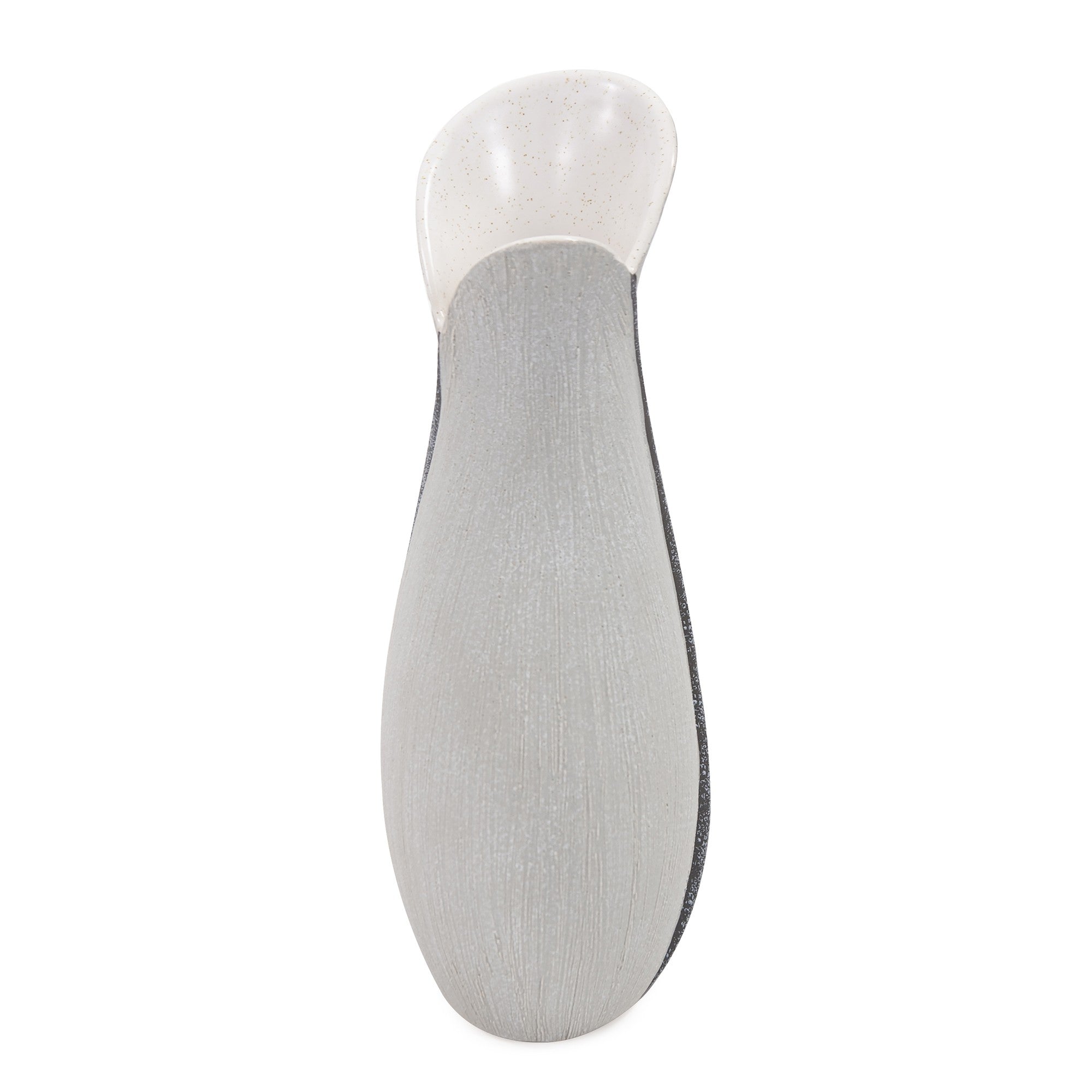 10" Gray and Off White Tulip Ceramic Table Vase With Sequins White Diomedes