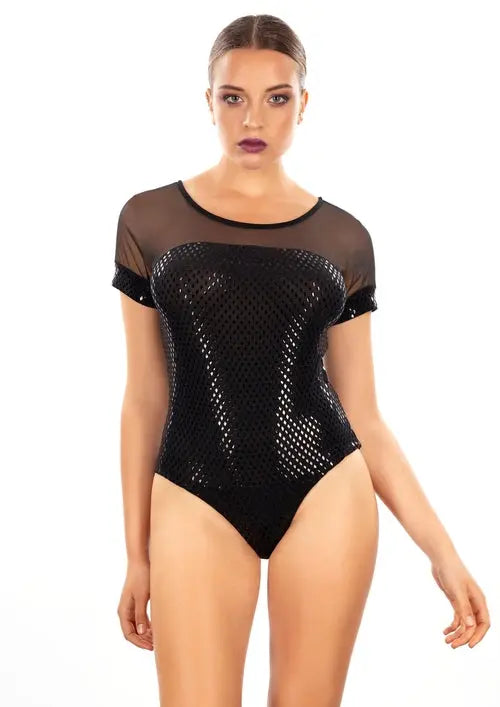 EGI Exclusive Collections Black Lurex Bodysuit. Proudly Made in Italy. Byzantium Hemera