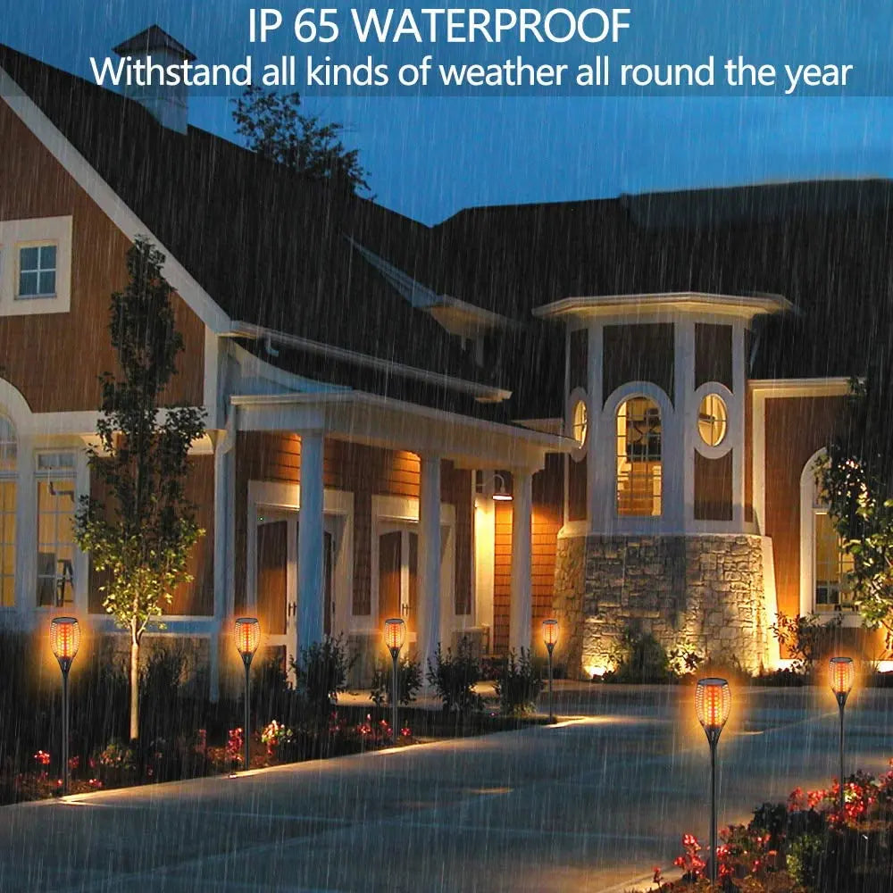 33 Led Outdoor Waterproof Solar Powered Small Torch Flame Lights Pink Iolaus