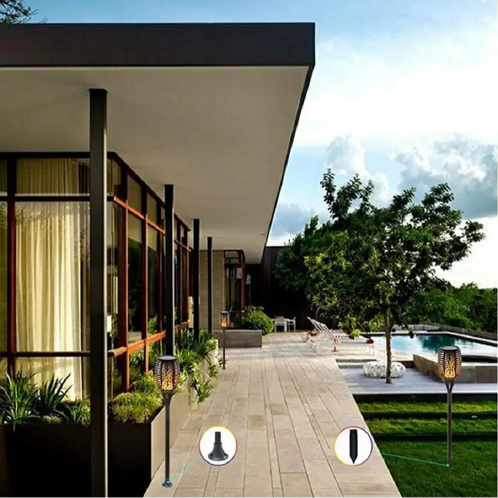 33 Led Outdoor Waterproof Solar Powered Small Torch Flame Lights Pink Iolaus