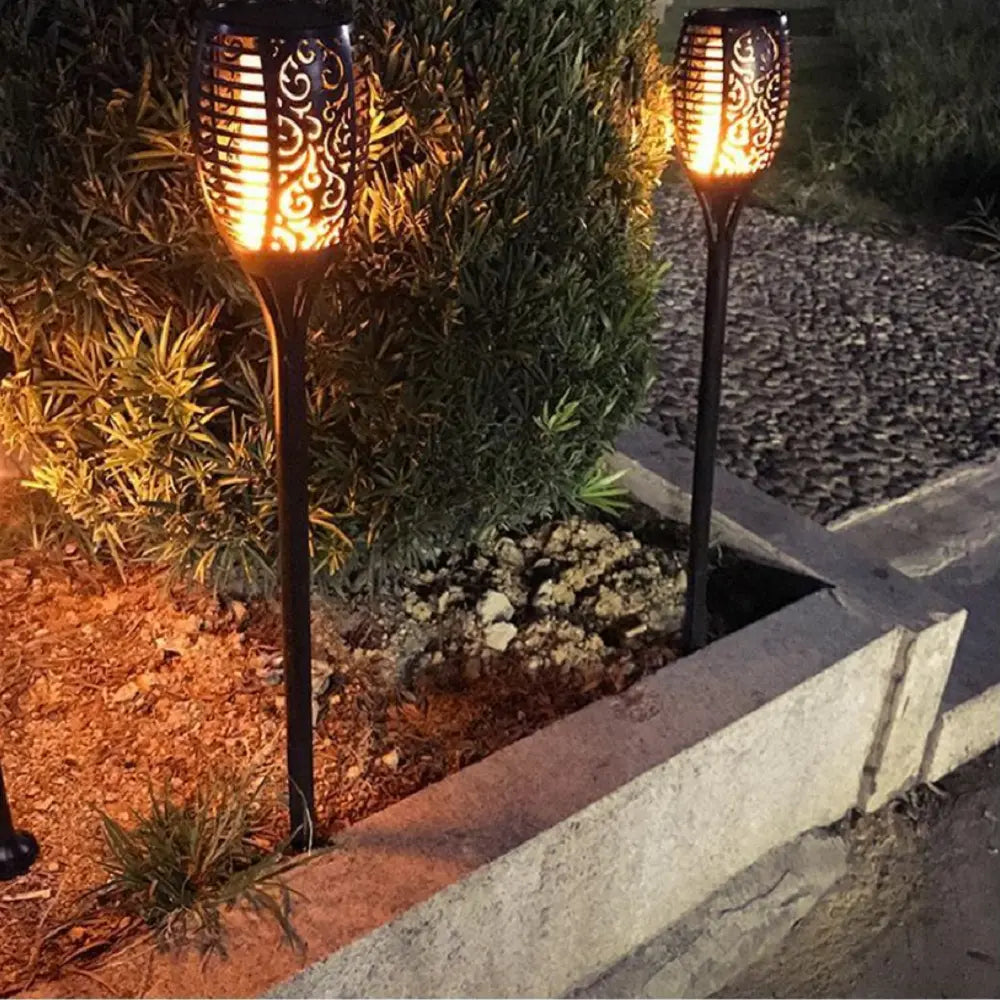 33 Led Outdoor Waterproof Solar Powered Small Torch Flame Lights Pink Iolaus