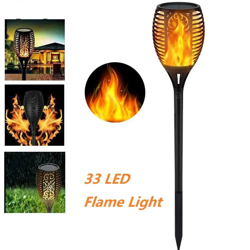 33 Led Outdoor Waterproof Solar Powered Small Torch Flame Lights Pink Iolaus