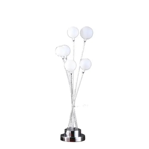 28" Silver Chrome Six Light Globe Desk or Table Lamp White Diomedes
