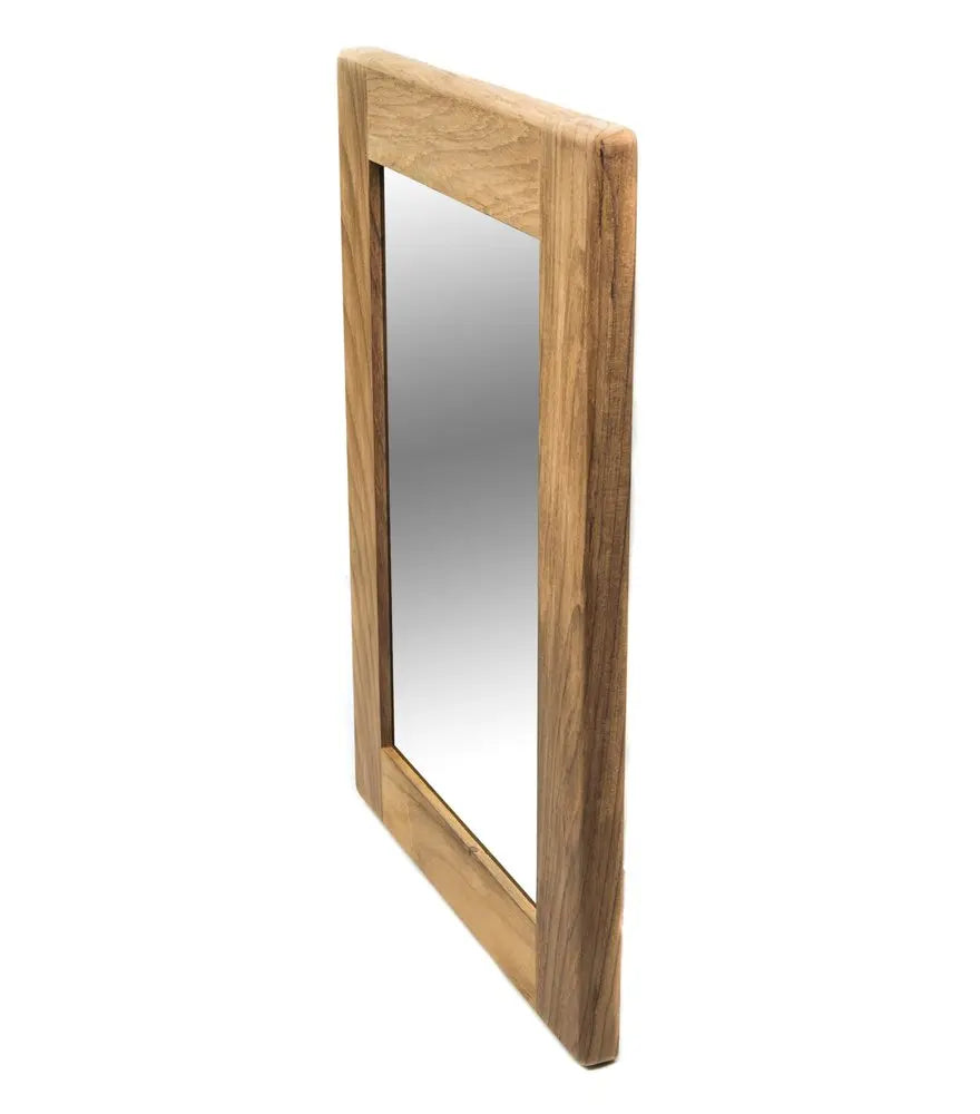 15" Brown Solid Wood Framed Accent Mirror White Diomedes