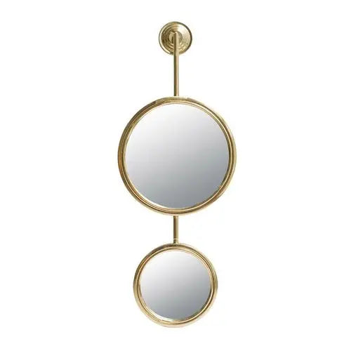 29" Gold Round Iron Framed Accent Mirror White Diomedes