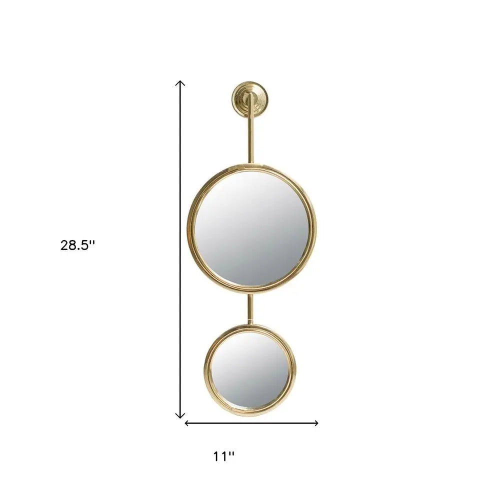 29" Gold Round Iron Framed Accent Mirror White Diomedes