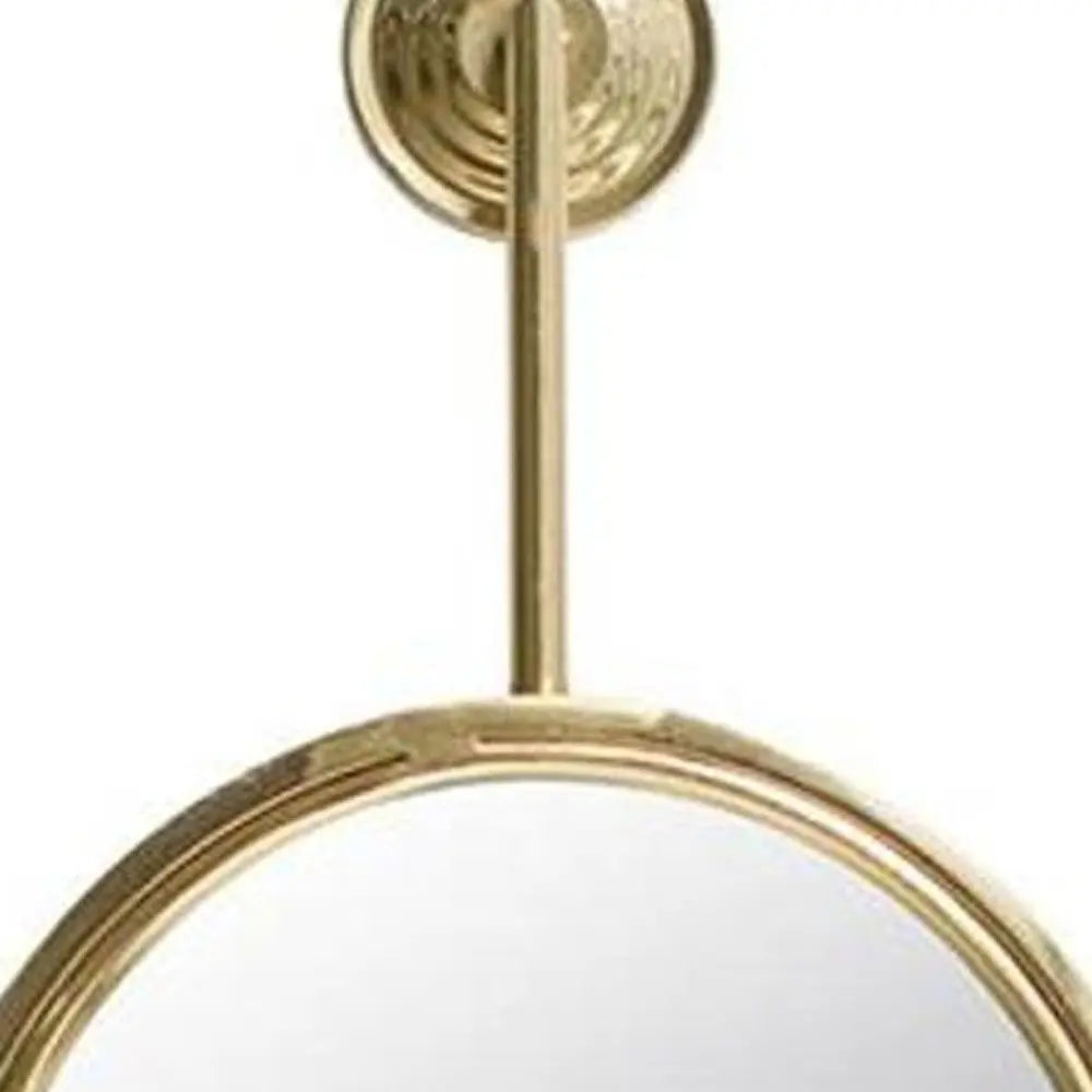 29" Gold Round Iron Framed Accent Mirror White Diomedes