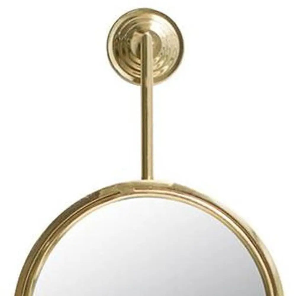 29" Gold Round Iron Framed Accent Mirror White Diomedes