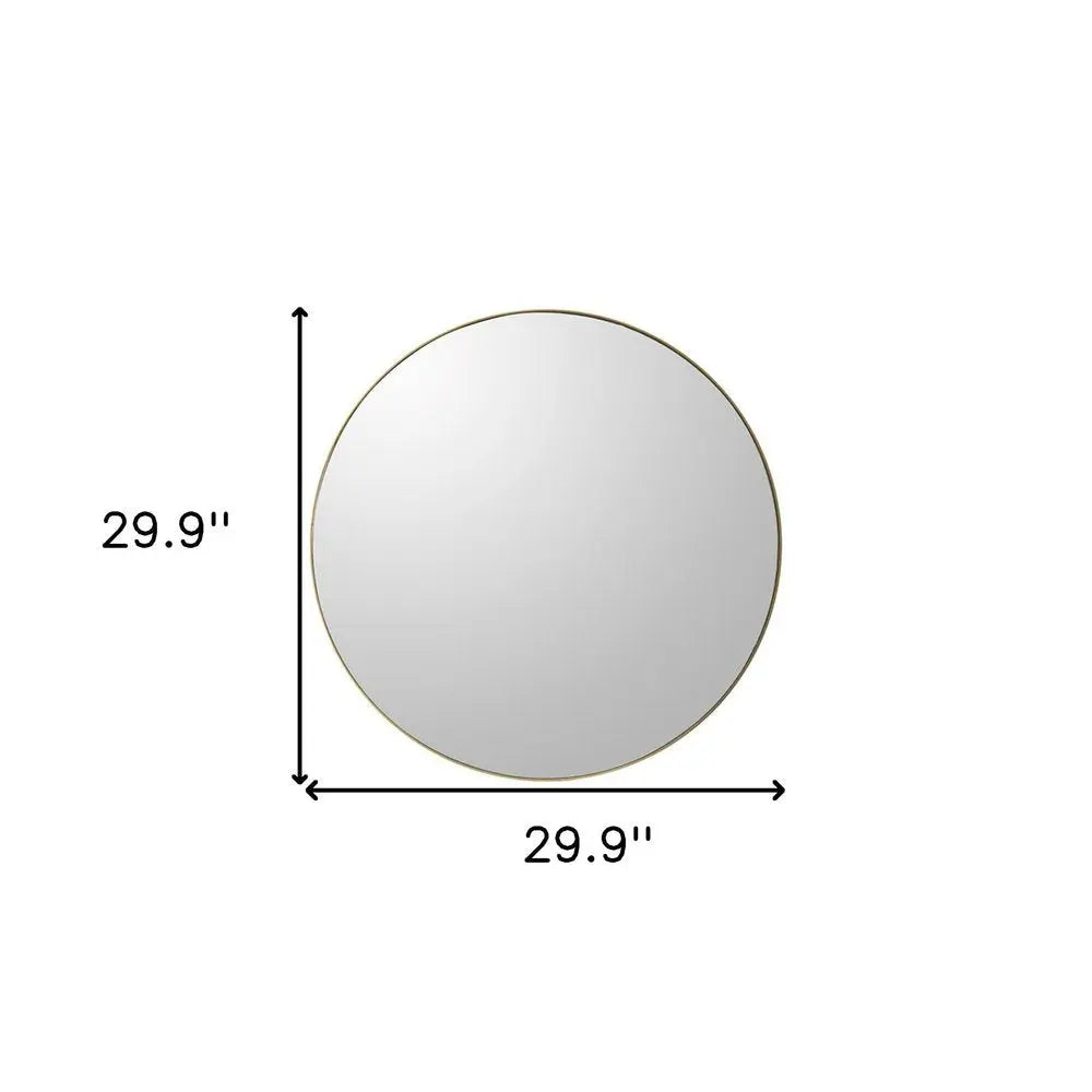 30" Gold Round Wood Framed Accent Mirror White Diomedes