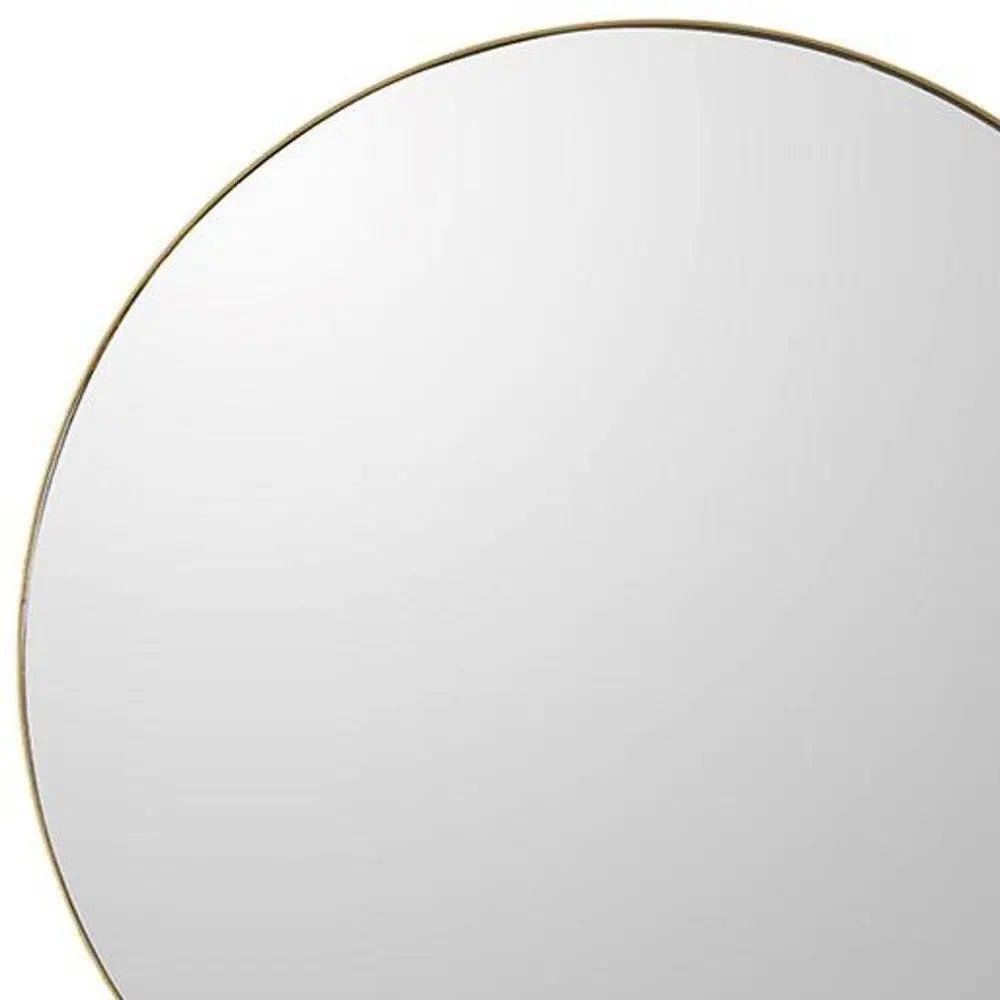30" Gold Round Wood Framed Accent Mirror White Diomedes