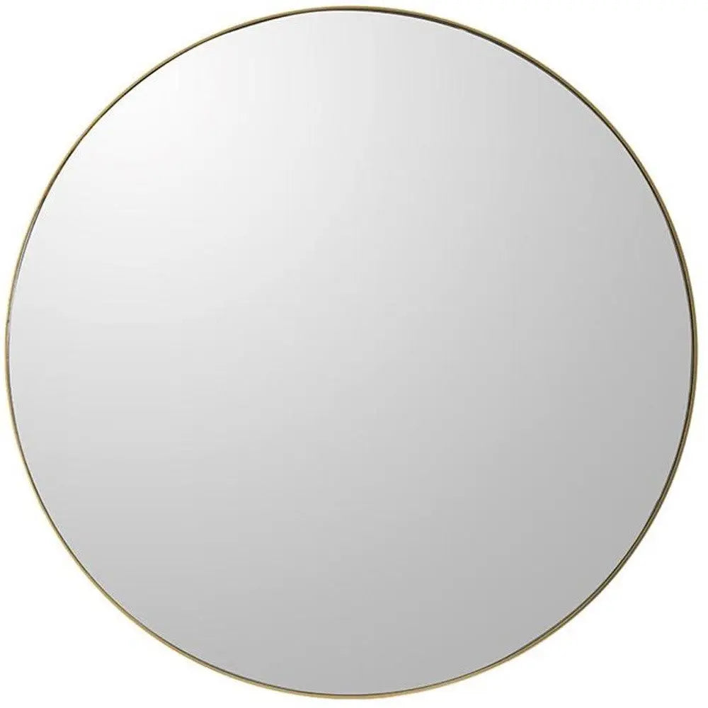 30" Gold Round Wood Framed Accent Mirror White Diomedes
