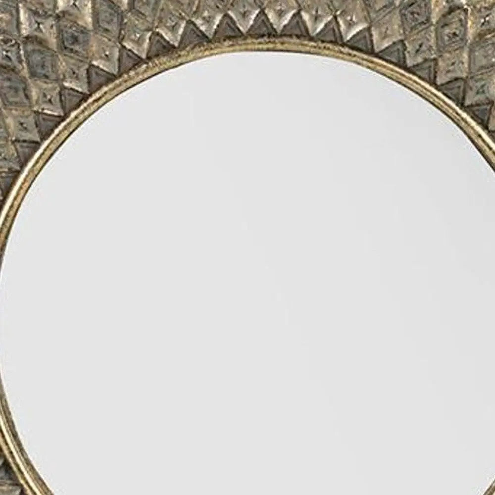 13" Antiqued Gold Sunburst Resin Framed Accent Mirror White Diomedes