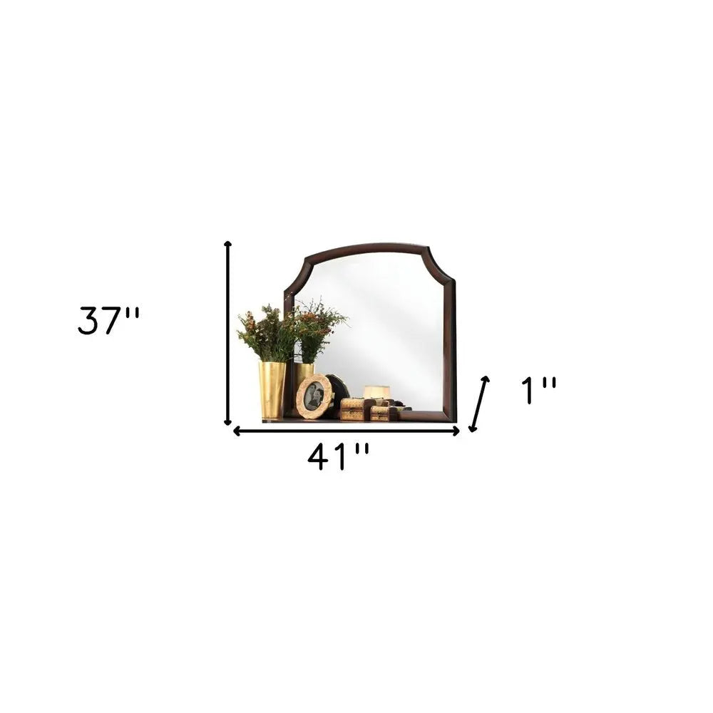 37" Espresso Abstract Wood Framed Mounted Dresser Mirror White Diomedes