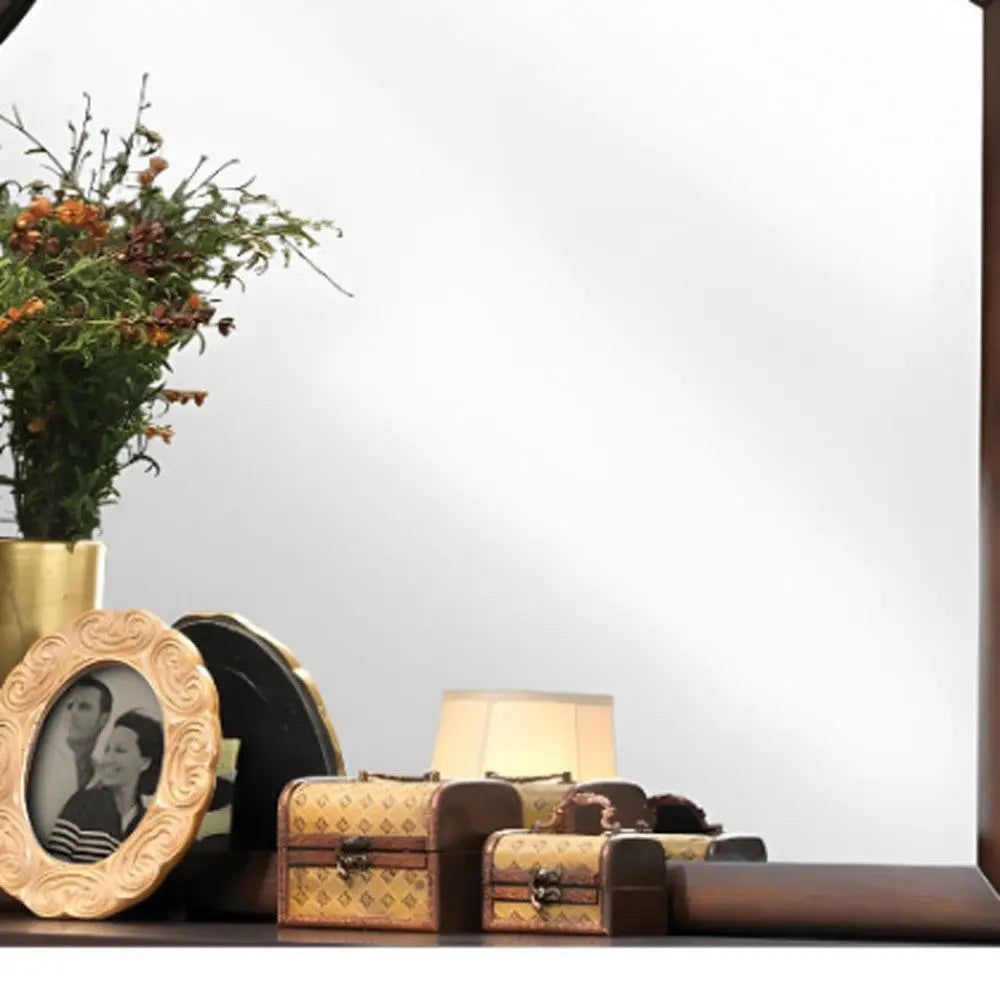 37" Espresso Abstract Wood Framed Mounted Dresser Mirror White Diomedes