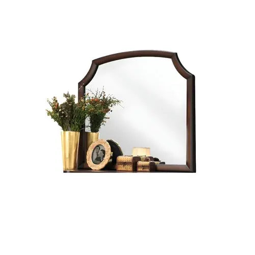 37" Espresso Abstract Wood Framed Mounted Dresser Mirror White Diomedes
