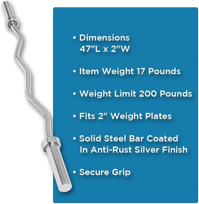 Olympic Super Curl Barbell 47 Inch - Heavy-Duty EZ Curl Bar with 200 Lemon Odysseus