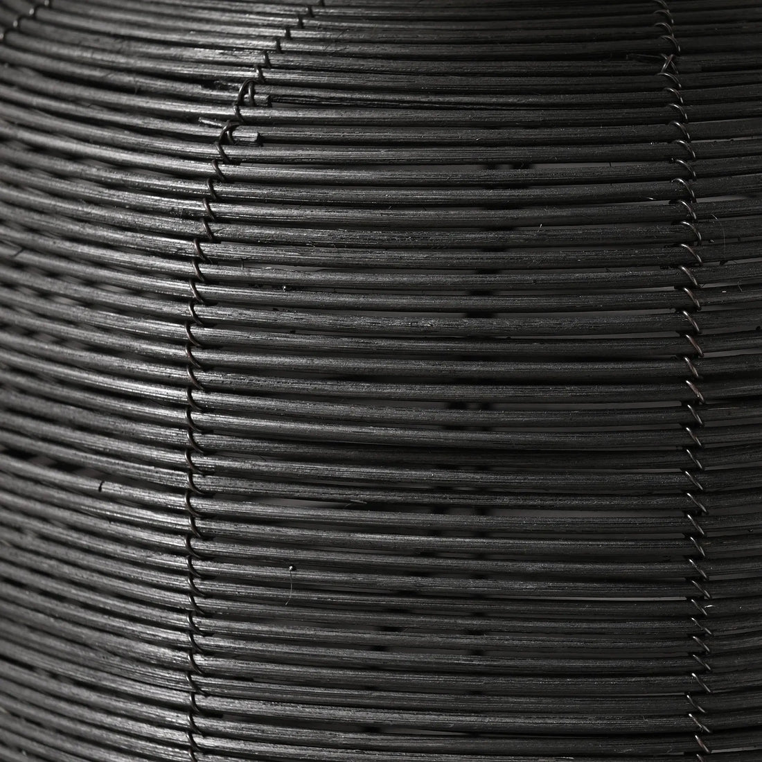 27" Black Rattan Table Lamp With White Drum Shade White Diomedes