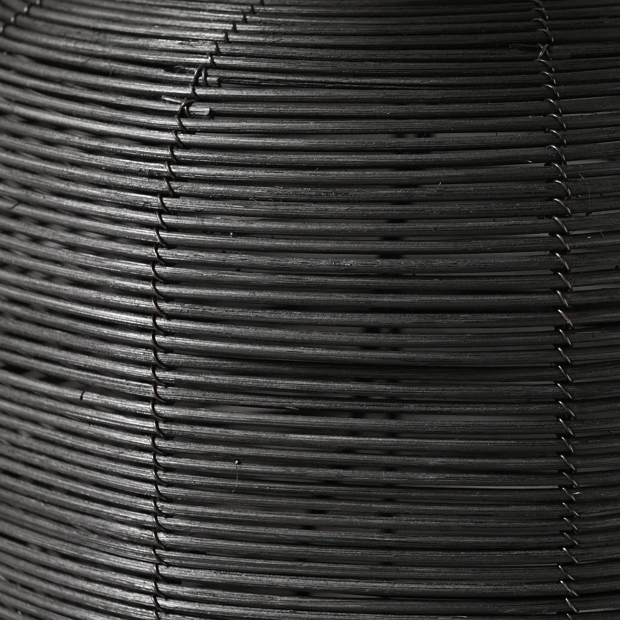 27" Black Rattan Table Lamp With White Drum Shade White Diomedes