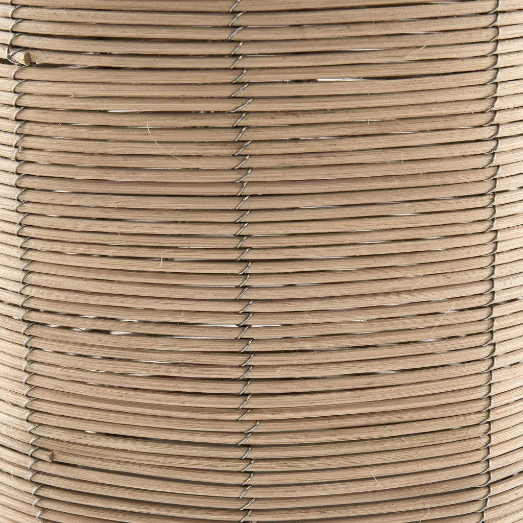 27" Natural Rattan Table Lamp With White Drum Shade White Diomedes