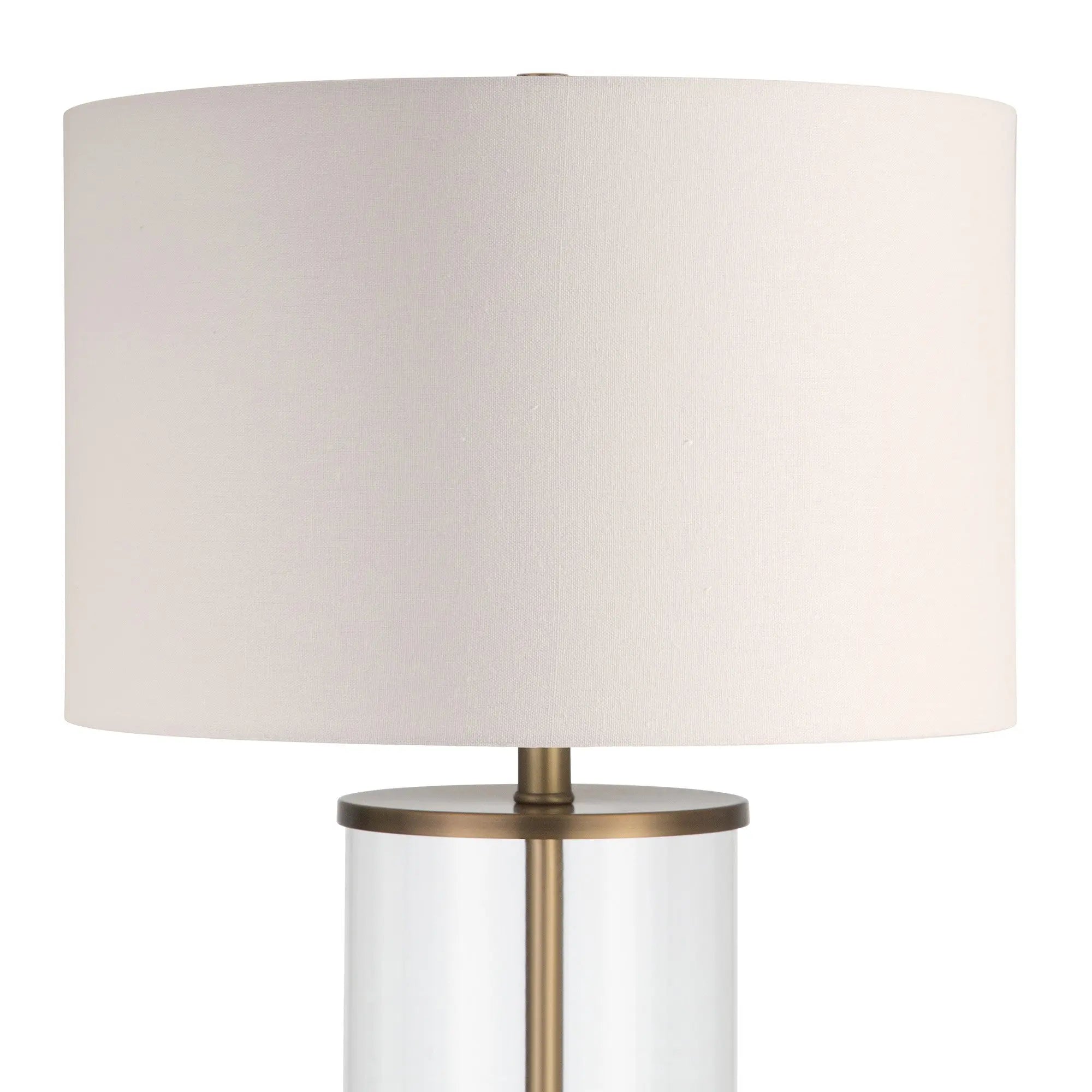 28" Brass Glass Table Lamp With White Drum Shade White Diomedes