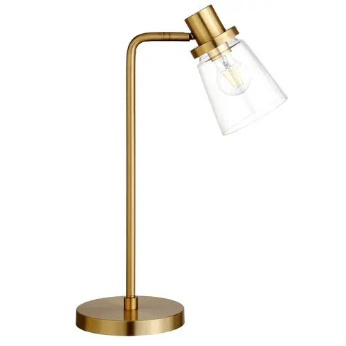 21" Brass Metal Arched Table Lamp With Clear Cone Shade White Diomedes