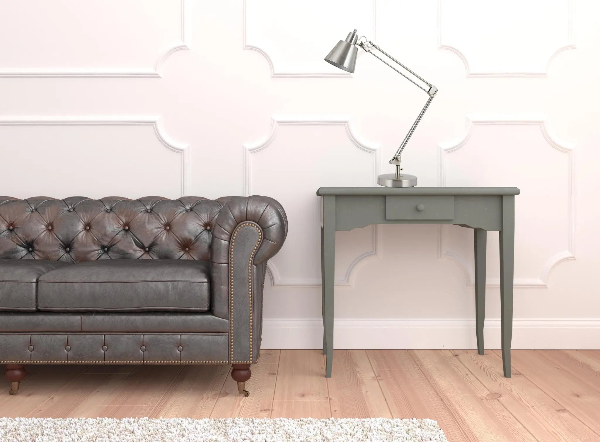 27" Nickel Metal Desk Table Lamp With Nickel Cone Shade White Diomedes