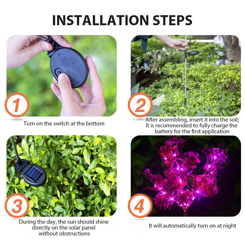 Outdoor Waterproof Solar Phalaenopsis Lamp Garden Decorative Lights Pink Iolaus