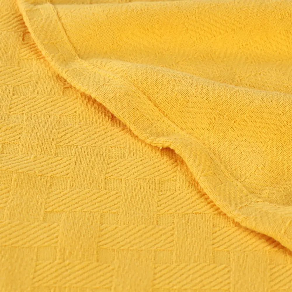 Twin Gold Cotton Basketweave Geometric Blanket White Diomedes