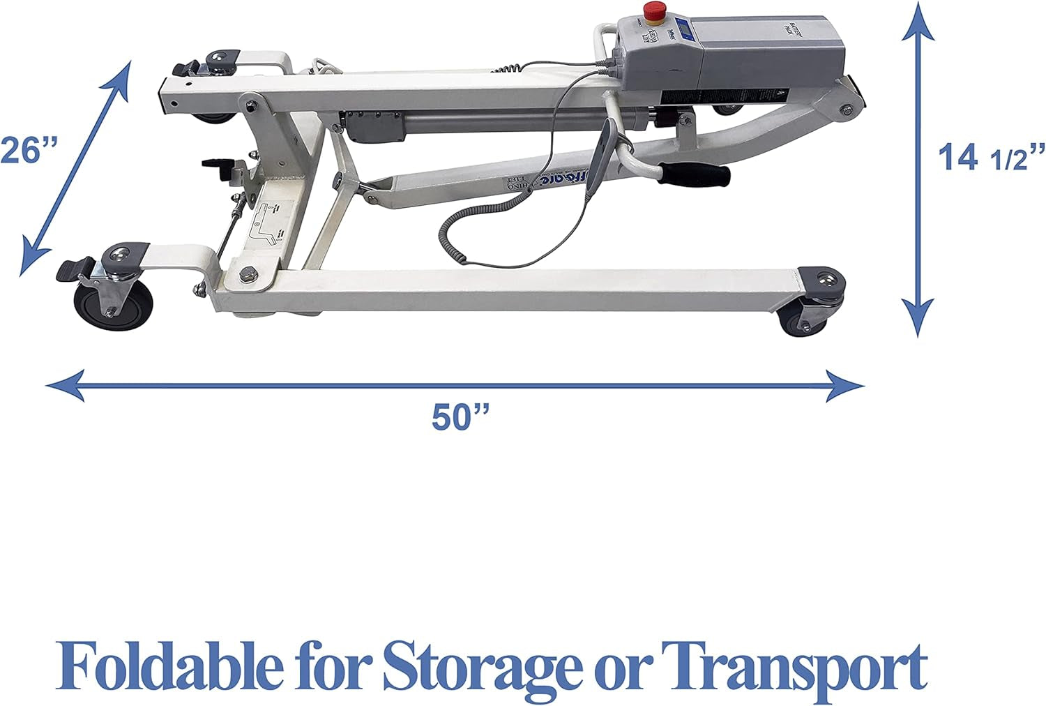 Electric Patient Lift - Rhino Lift with Manual Low Base - with Shower Full Sling(Medium), 450 Lb. Weight Capacity.