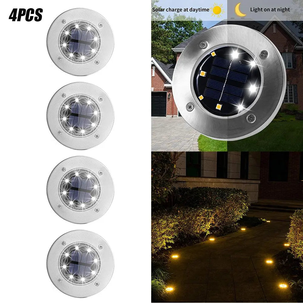 4/8 LEDs Solar Powered Buried Light Outdoor Pathway Garden Decking Pink Iolaus