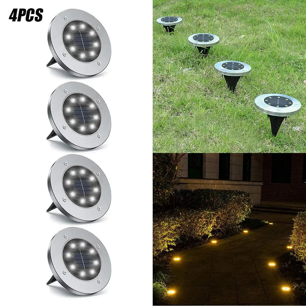 4/8 LEDs Solar Powered Buried Light Outdoor Pathway Garden Decking Pink Iolaus