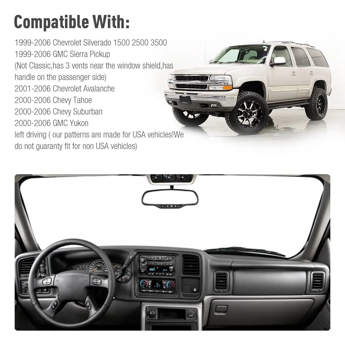 Car Dash Cover Mat Dashboard Pad for Chevy Silverado 1500 2500 Tahoe Puce Gaia