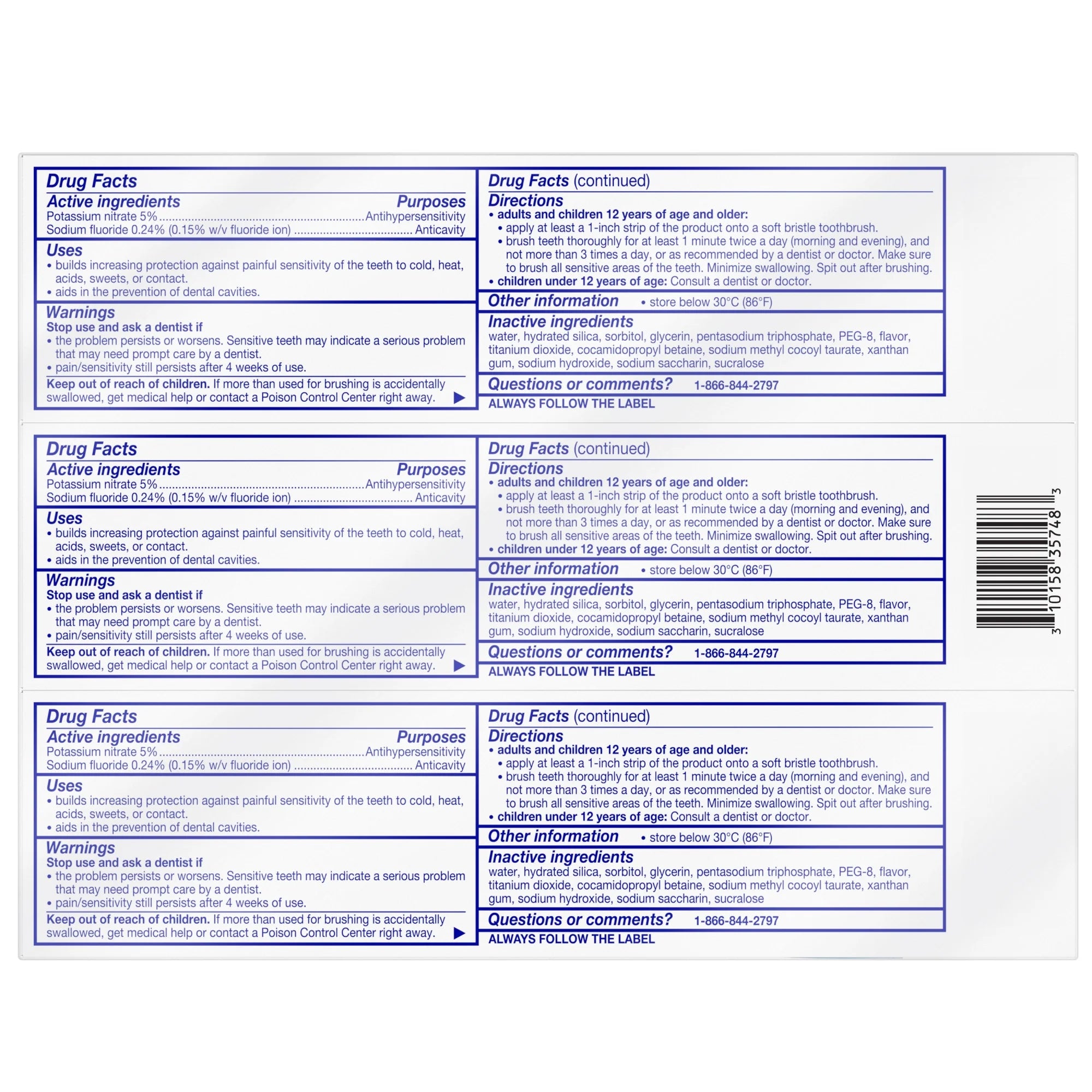 (12 Pack) Extra Whitening Sensitive Toothpaste, Mint, 4 Oz, 3 Pack, for Adults