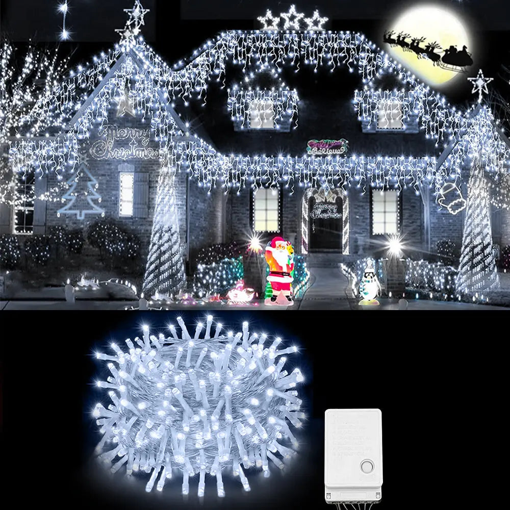 Halloween Christmas Lights Outdoor Decorations 100 LED 33Ft 8 Modes Pink Iolaus