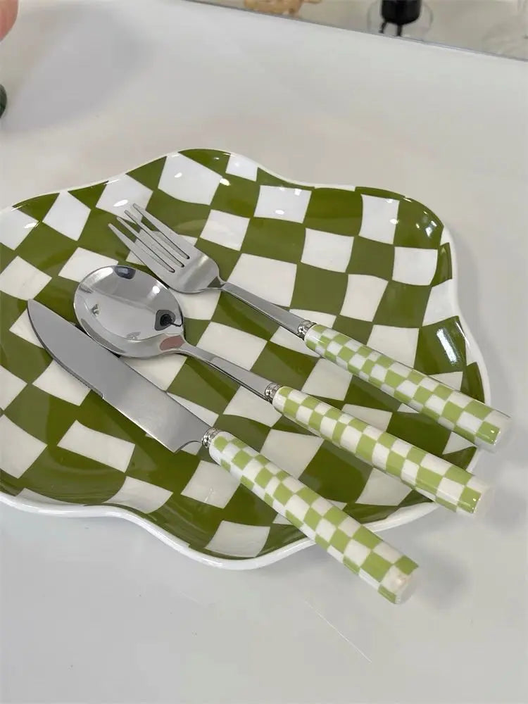 6 - Pack Modern Checkered Flatware Sets ( $4 / count ) Inspecial Home