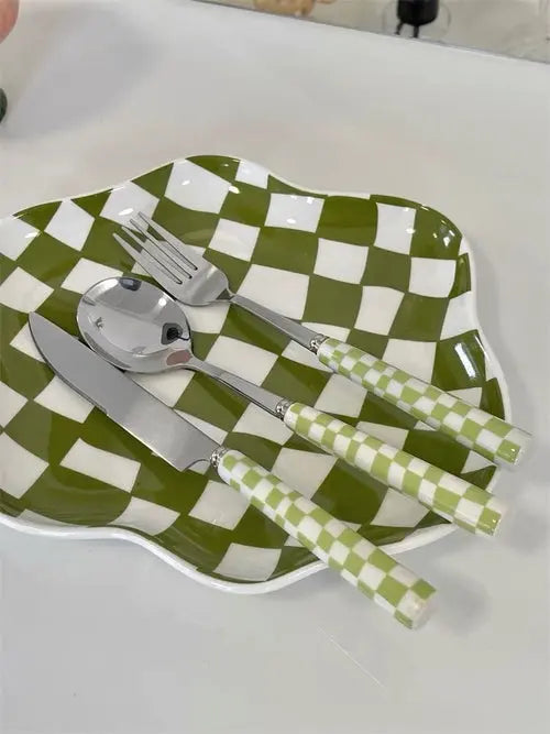 6 - Pack Modern Checkered Flatware Sets ( $4 / count ) Inspecial Home