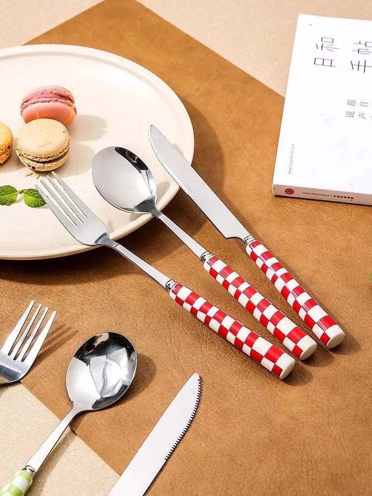 6 - Pack Modern Checkered Flatware Sets ( $4 / count ) Inspecial Home