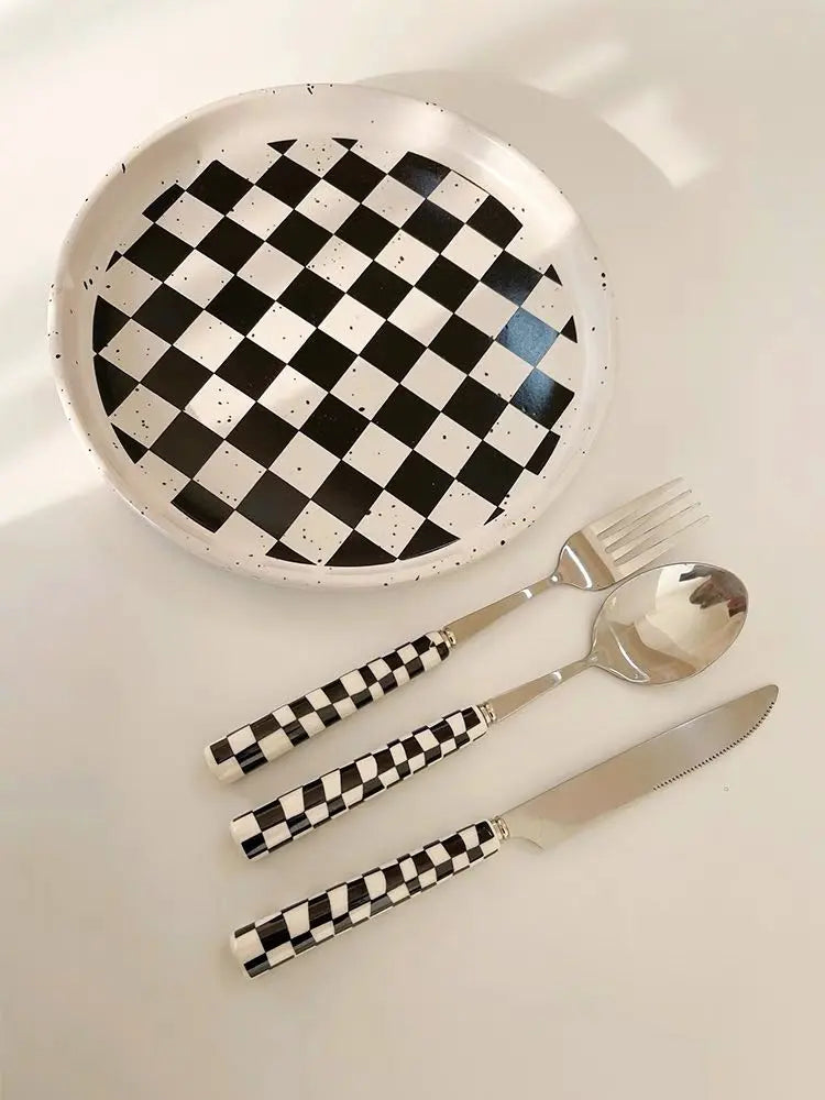 6 - Pack Modern Checkered Flatware Sets ( $4 / count ) Inspecial Home