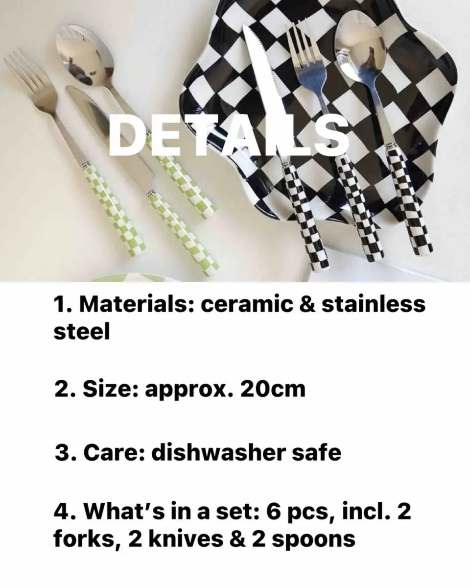 6 - Pack Modern Checkered Flatware Sets ( $4 / count ) Inspecial Home