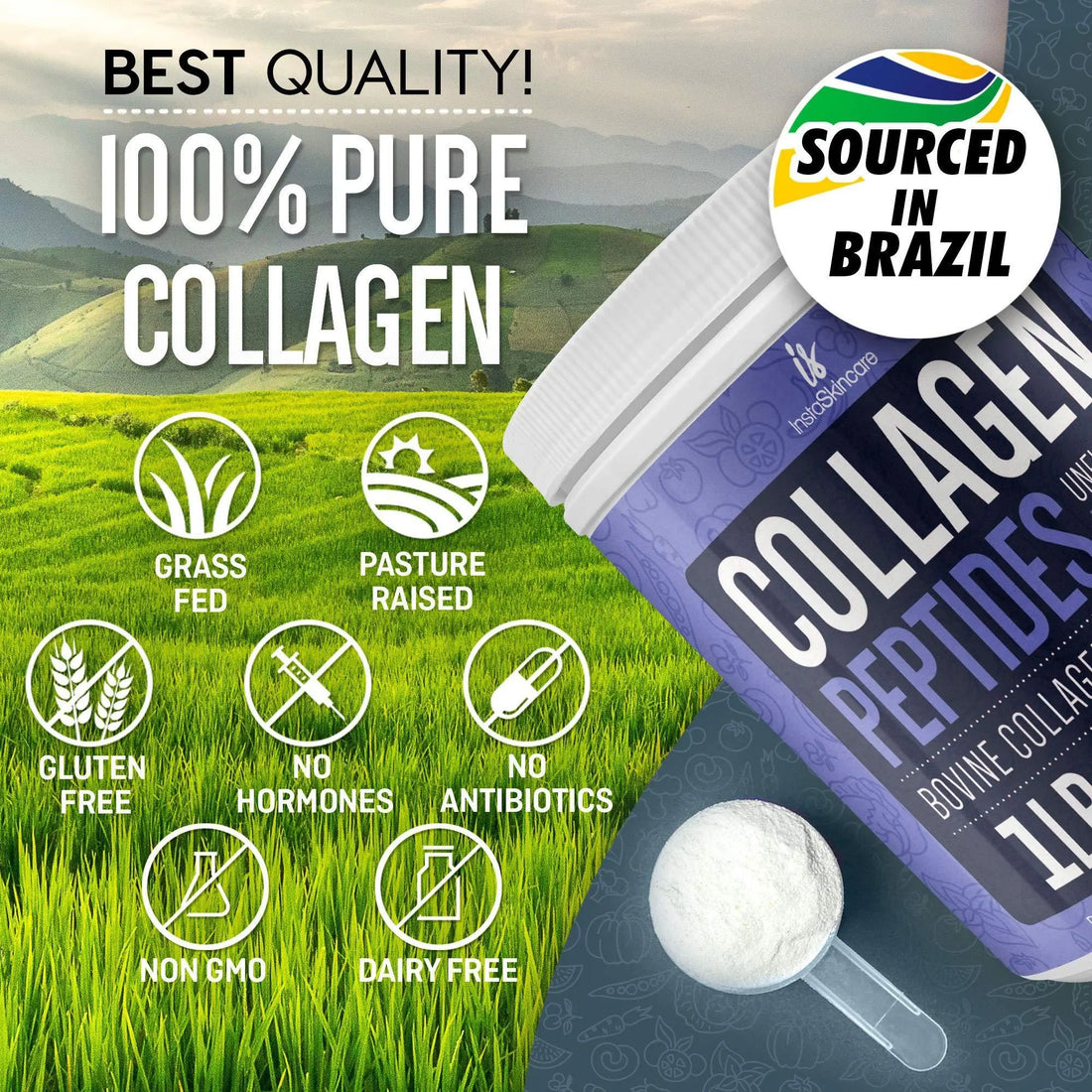 Collagen Peptides Powder for Women Hydrolyzed Collagen Protein Powder Periwinkle Eros