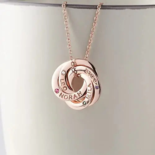 Mom Necklace With Kids Names Birthstones, Children Birthstone Jewelry Green Millie