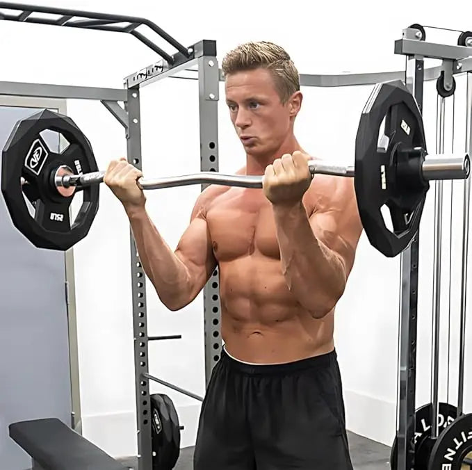 Olympic Super Curl Barbell 47 Inch - Heavy-Duty EZ Curl Bar with 200 Lemon Odysseus