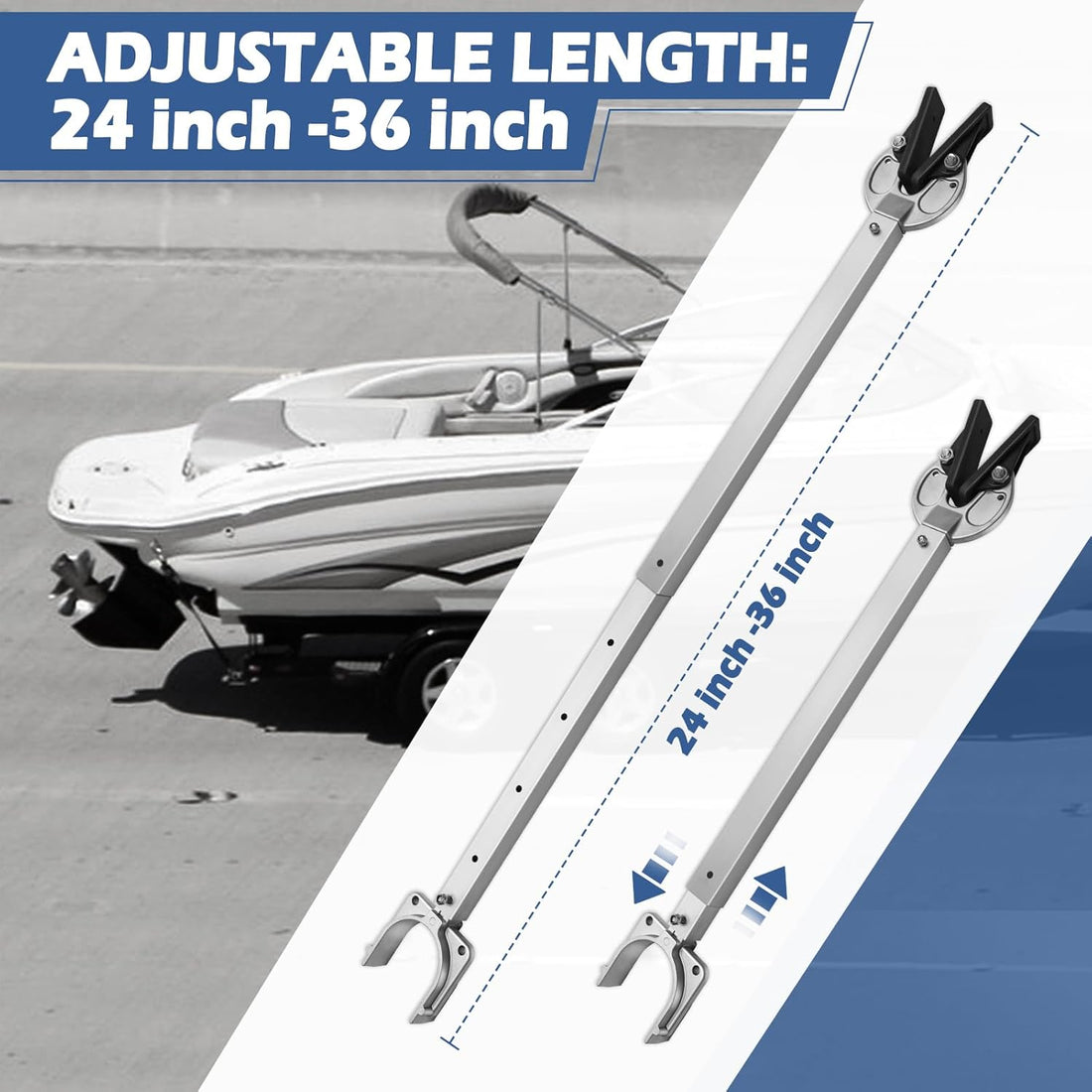 Adjustable Transom Saver, Heavy-Duty Transom Savers for Outboard Motor Securing Engines, Rollers and Trailer Mounts(24 to 36 Inch)