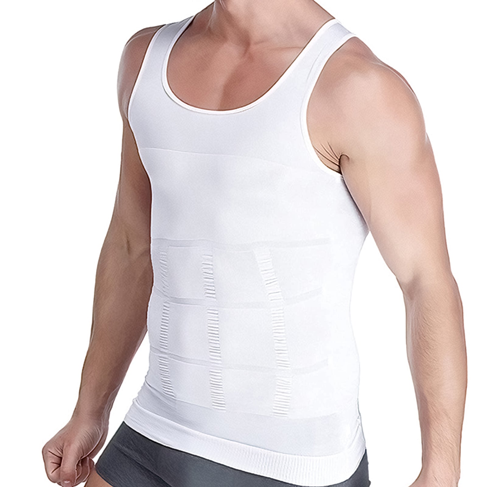 Aptoco Compression Shirt for Men Shapewear Vest Body Shaper Undershirt Pink Iolaus